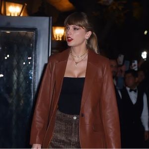 Zara Faux Leather Blazer Jacket Camel